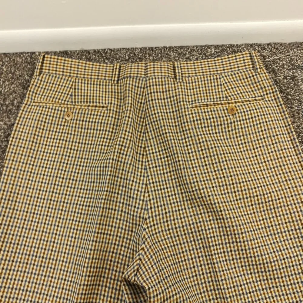 Zanella Dress Pants Wool Bennett Pleated Checked 34x30